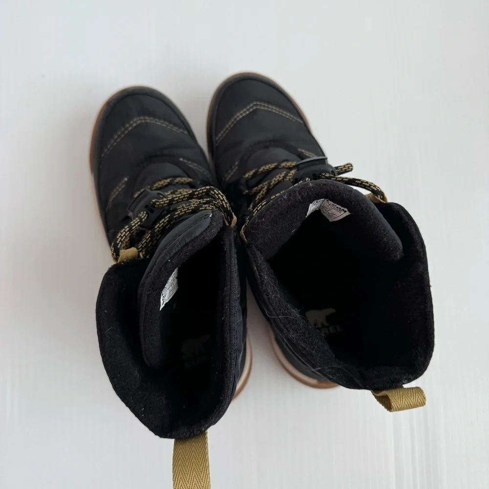Sorel Black and Tan Kids Boots